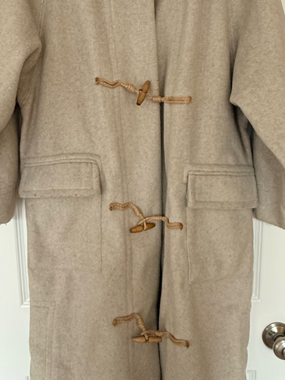 Free People Beige Toggle Duffle Coat